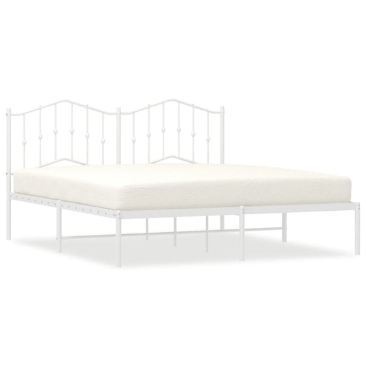 Metal Bed Frame without Mattress with Headboard White 160x200cm Metal Bed Frame without Mattress with Headboard White 160x200cm