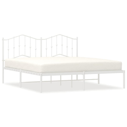 Metal Bed Frame without Mattress with Headboard White 183x213cm Metal Bed Frame without Mattress with Headboard White 183x213cm