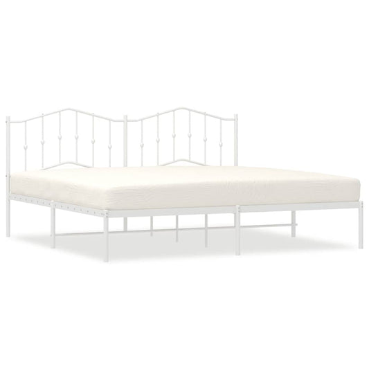 Metal Bed Frame without Mattress with Headboard White 193x203cm Metal Bed Frame without Mattress with Headboard White 193x203cm