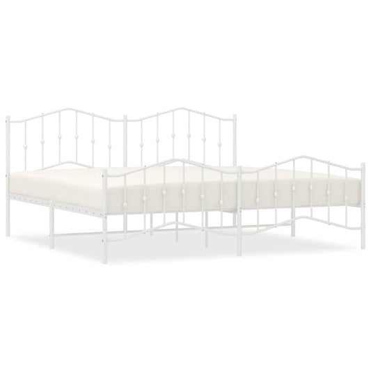 Metal Bed Frame without Mattress with Footboard White 193x203cm Metal Bed Frame without Mattress with Footboard White 193x203cm