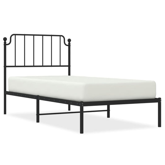 Metal Bed Frame without Mattress with Headboard Black 90x200cm Metal Bed Frame without Mattress with Headboard Black 90x200cm