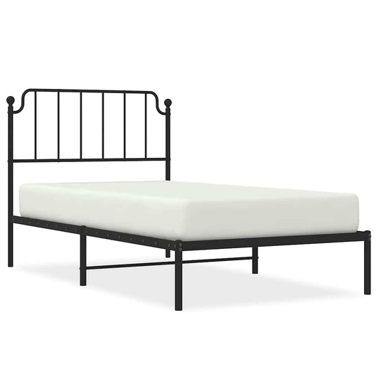 Metal Bed Frame without Mattress with Headboard Black 100x190cm Metal Bed Frame without Mattress with Headboard Black 100x190cm