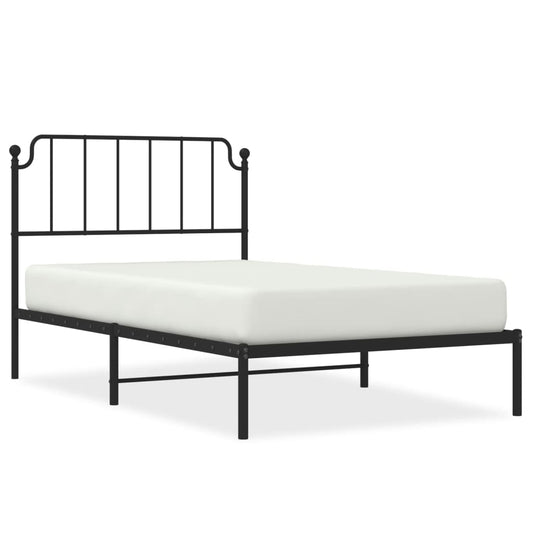 Metal Bed Frame without Mattress with Headboard Black 107x203cm Metal Bed Frame without Mattress with Headboard Black 107x203cm