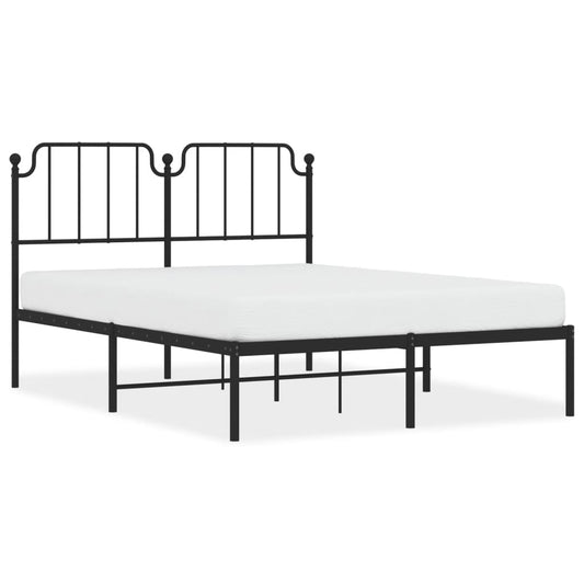 Metal Bed Frame without Mattress with Headboard Black 140x190cm Metal Bed Frame without Mattress with Headboard Black 140x190cm
