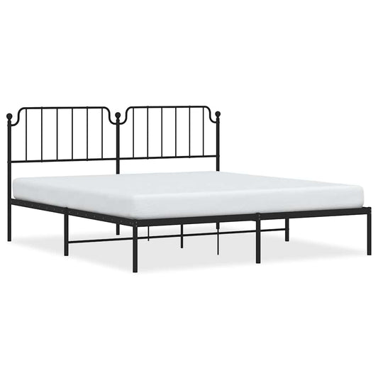 Metal Bed Frame without Mattress with Headboard Black 183x213cm Metal Bed Frame without Mattress with Headboard Black 183x213cm
