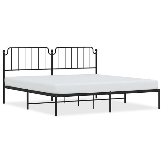 Metal Bed Frame without Mattress with Headboard Black 193x203cm Metal Bed Frame without Mattress with Headboard Black 193x203cm