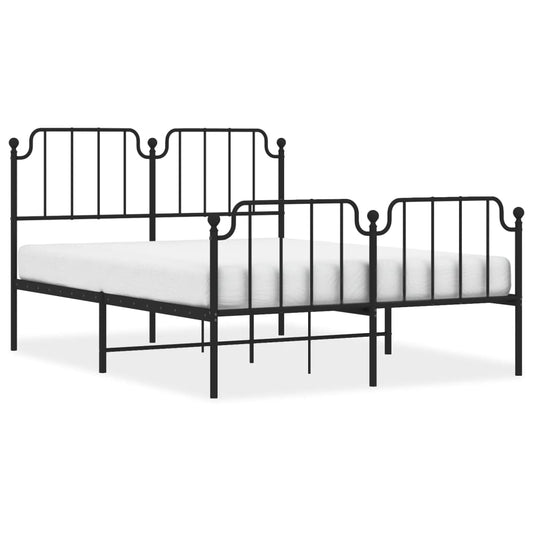Metal Bed Frame without Mattress with Footboard Black 140x200cm Metal Bed Frame without Mattress with Footboard Black 140x200cm