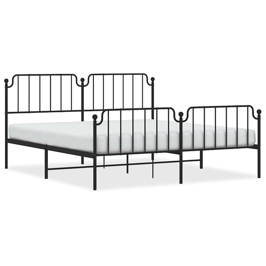 Metal Bed Frame without Mattress with Footboard Black 183x213cm Metal Bed Frame without Mattress with Footboard Black 183x213cm