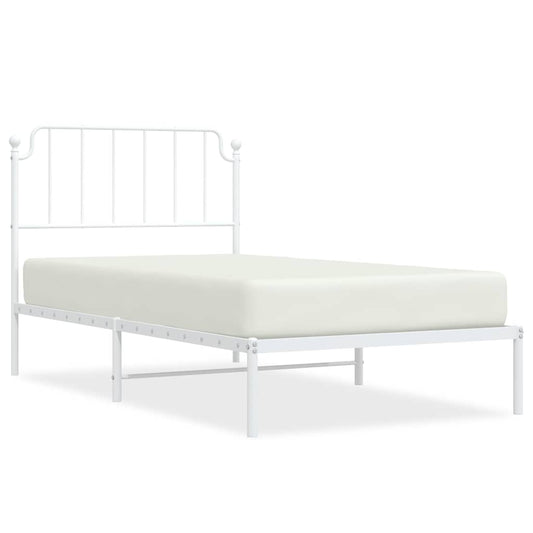 Metal Bed Frame without Mattress with Headboard White 100x200cm Metal Bed Frame without Mattress with Headboard White 100x200cm