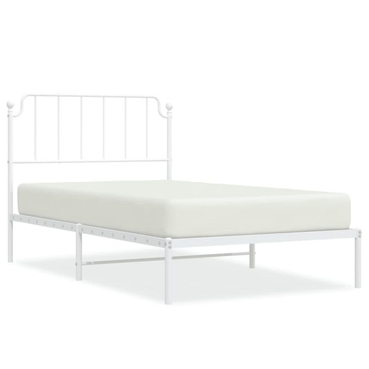 Metal Bed Frame without Mattress with Headboard White 107x203cm Metal Bed Frame without Mattress with Headboard White 107x203cm
