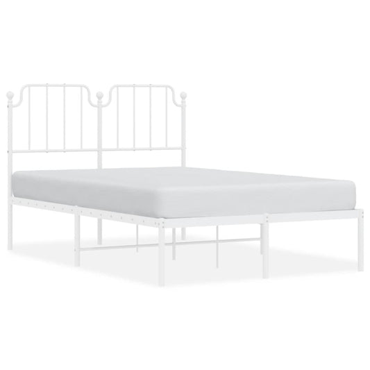 Metal Bed Frame without Mattress with Headboard White 120x200cm Metal Bed Frame without Mattress with Headboard White 120x200cm