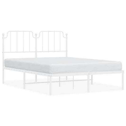 Metal Bed Frame without Mattress with Headboard White 135x190cm Metal Bed Frame without Mattress with Headboard White 135x190cm