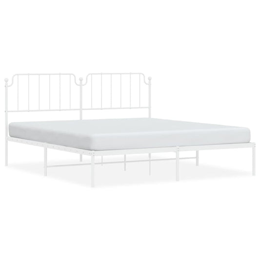 Metal Bed Frame without Mattress with Headboard White 160x200cm Metal Bed Frame without Mattress with Headboard White 160x200cm