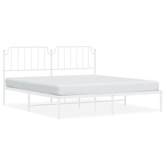 Metal Bed Frame without Mattress with Headboard White 183x213cm Metal Bed Frame without Mattress with Headboard White 183x213cm