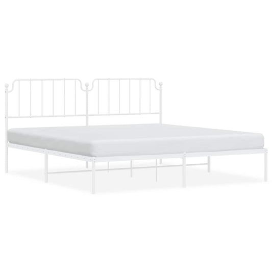 Metal Bed Frame without Mattress with Headboard White 193x203cm Metal Bed Frame without Mattress with Headboard White 193x203cm