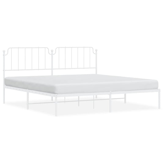 Metal Bed Frame without Mattress with Headboard White 200x200cm Metal Bed Frame without Mattress with Headboard White 200x200cm