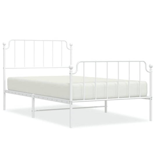 Metal Bed Frame without Mattress with Footboard White 107x203cm Metal Bed Frame without Mattress with Footboard White 107x203cm