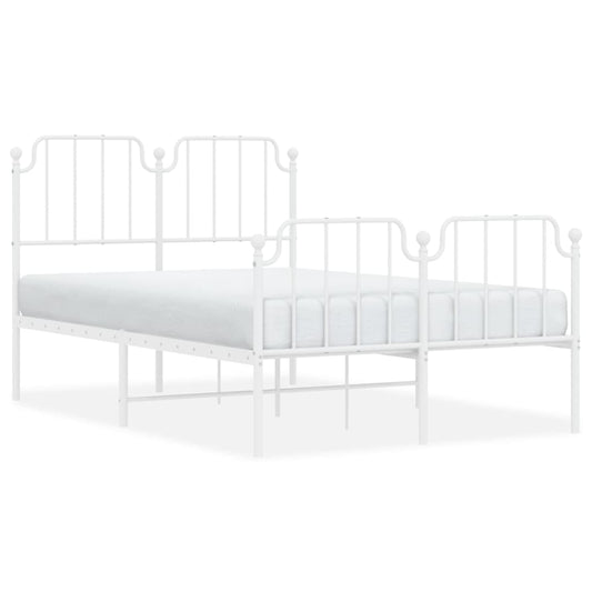 Metal Bed Frame without Mattress with Footboard White 120x200cm Metal Bed Frame without Mattress with Footboard White 120x200cm