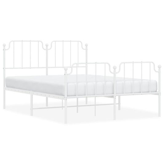 Metal Bed Frame without Mattress with Footboard White 140x190cm Metal Bed Frame without Mattress with Footboard White 140x190cm