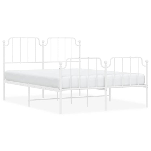 Metal Bed Frame without Mattress with Footboard White 150x200cm Metal Bed Frame without Mattress with Footboard White 150x200cm