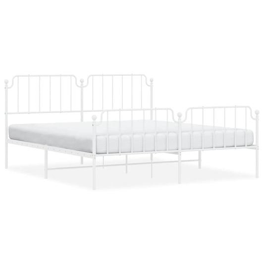 Metal Bed Frame without Mattress with Footboard White 183x213cm Metal Bed Frame without Mattress with Footboard White 183x213cm