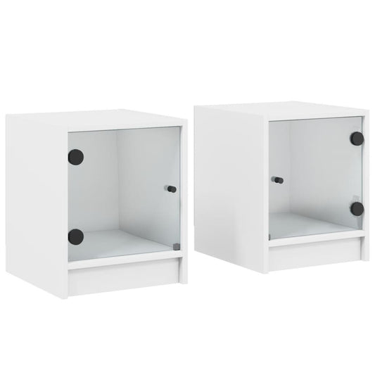 Bedside Cabinets with Glass Doors 2 pcs White 35x37x42 cm Bedside Cabinets with Glass Doors 2 pcs White 35x37x42 cm