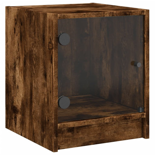 Bedside Cabinet with Glass Door Smoked Oak 35x37x42 cm Bedside Cabinet with Glass Door Smoked Oak 35x37x42 cm
