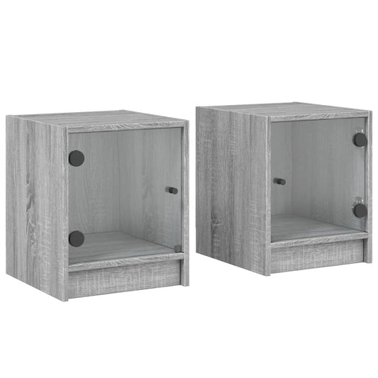 Bedside Cabinets with Glass Doors 2 pcs Grey Sonoma 35x37x42 cm Bedside Cabinets with Glass Doors 2 pcs Grey Sonoma 35x37x42 cm