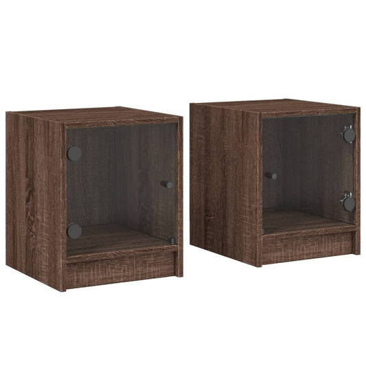 Bedside Cabinets with Glass Doors 2 pcs Brown Oak 35x37x42 cm Bedside Cabinets with Glass Doors 2 pcs Brown Oak 35x37x42 cm