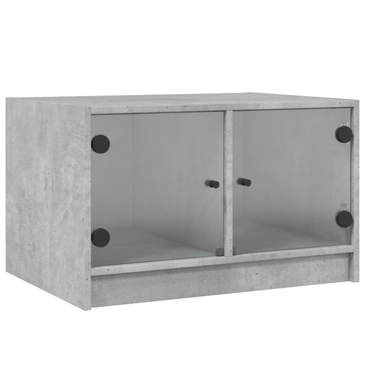 Coffee Table with Glass Doors Concrete Grey 68x50x42 cm Coffee Table with Glass Doors Concrete Grey 68x50x42 cm