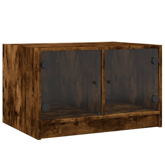Coffee Table with Glass Doors Smoked Oak 68x50x42 cm Coffee Table with Glass Doors Smoked Oak 68x50x42 cm