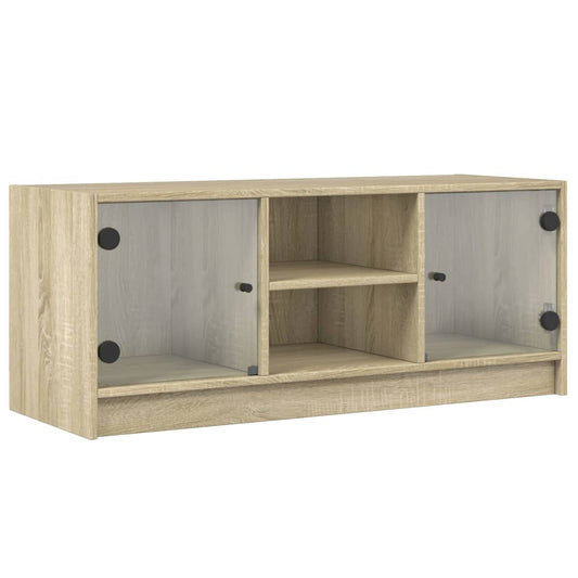 TV Cabinet with Glass Doors Sonoma Oak 102x37x42 cm TV Cabinet with Glass Doors Sonoma Oak 102x37x42 cm