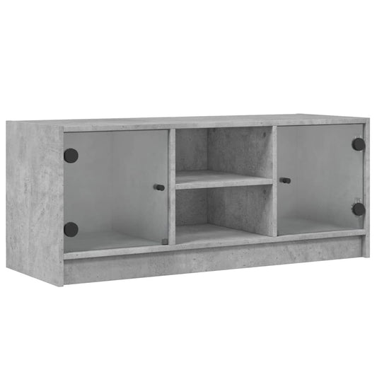 TV Cabinet with Glass Doors Concrete Grey 102x37x42 cm TV Cabinet with Glass Doors Concrete Grey 102x37x42 cm