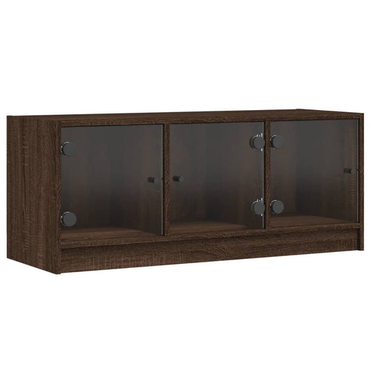 TV Cabinet with Glass Doors Brown Oak 102x37x42 cm TV Cabinet with Glass Doors Brown Oak 102x37x42 cm