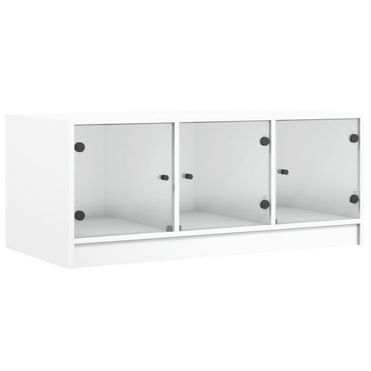 Coffee Table with Glass Doors White 102x50x42 cm Coffee Table with Glass Doors White 102x50x42 cm