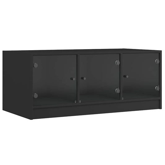 Coffee Table with Glass Doors Black 102x50x42 cm Coffee Table with Glass Doors Black 102x50x42 cm