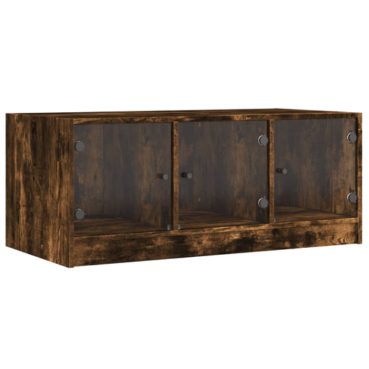 Coffee Table with Glass Doors Smoked Oak 102x50x42 cm Coffee Table with Glass Doors Smoked Oak 102x50x42 cm