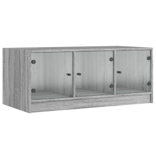 Coffee Table with Glass Doors Grey Sonoma 102x50x42 cm Coffee Table with Glass Doors Grey Sonoma 102x50x42 cm