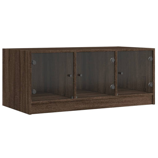 Coffee Table with Glass Doors Brown Oak 102x50x42 cm Coffee Table with Glass Doors Brown Oak 102x50x42 cm
