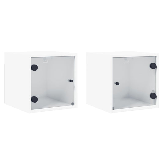Bedside Cabinets with Glass Doors 2 pcs White 35x37x35 cm Bedside Cabinets with Glass Doors 2 pcs White 35x37x35 cm