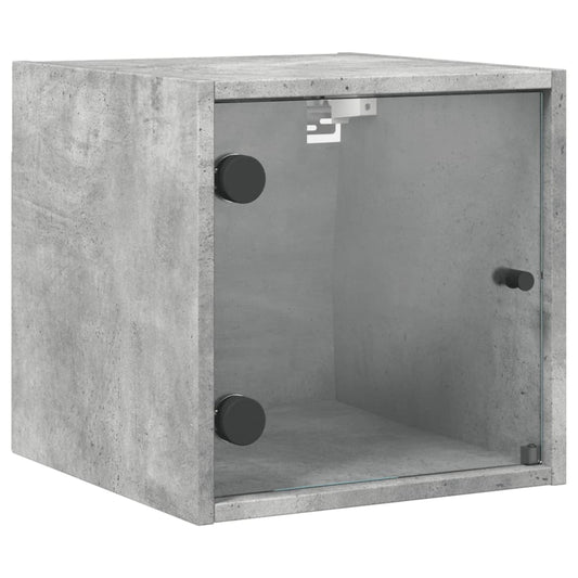 Bedside Cabinet with Glass Door Concrete Grey 35x37x35 cm Bedside Cabinet with Glass Door Concrete Grey 35x37x35 cm