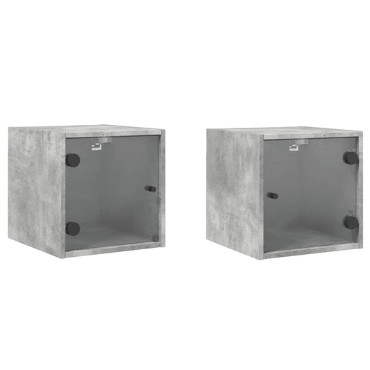 Bedside Cabinets with Glass Doors 2 pcs Concrete Grey 35x37x35 cm Bedside Cabinets with Glass Doors 2 pcs Concrete Grey 35x37x35 cm