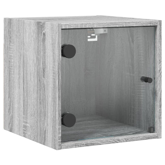 Bedside Cabinet with Glass Door Grey Sonoma 35x37x35 cm Bedside Cabinet with Glass Door Grey Sonoma 35x37x35 cm