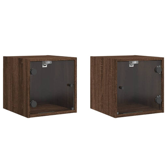 Bedside Cabinets with Glass Doors 2 pcs Brown Oak 35x37x35 cm Bedside Cabinets with Glass Doors 2 pcs Brown Oak 35x37x35 cm