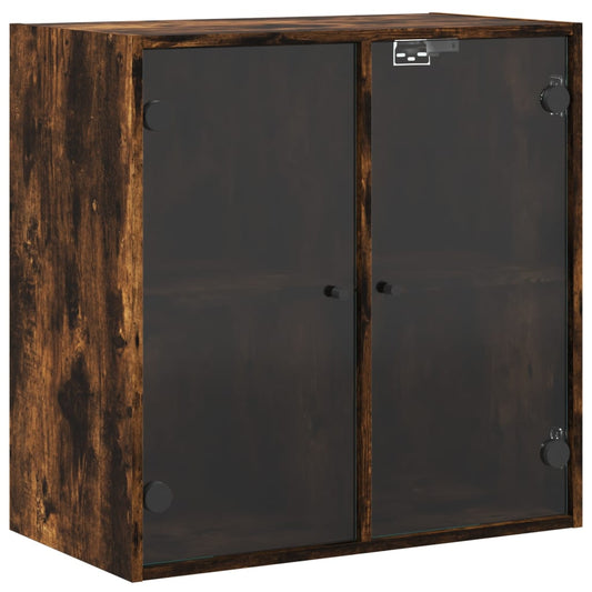 Wall Cabinet with Glass Doors Smoked Oak 68x37x68.5 cm Wall Cabinet with Glass Doors Smoked Oak 68x37x68.5 cm