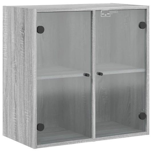 Wall Cabinet with Glass Doors Grey Sonoma 68x37x68,5 cm Wall Cabinet with Glass Doors Grey Sonoma 68x37x68,5 cm