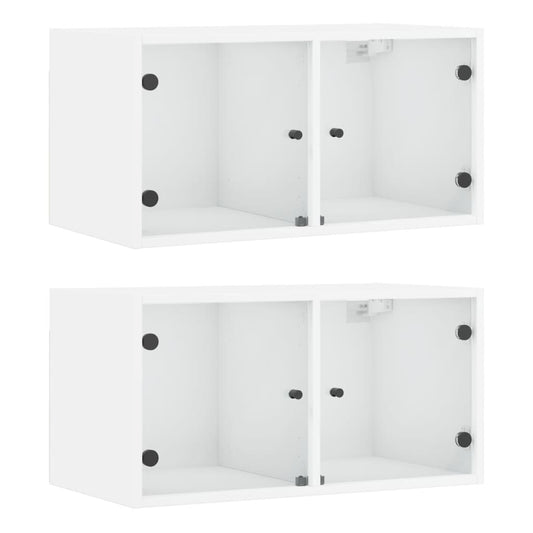 Wall Cabinets with Glass Doors 2 pcs White 68.5x37x35 cm Wall Cabinets with Glass Doors 2 pcs White 68.5x37x35 cm