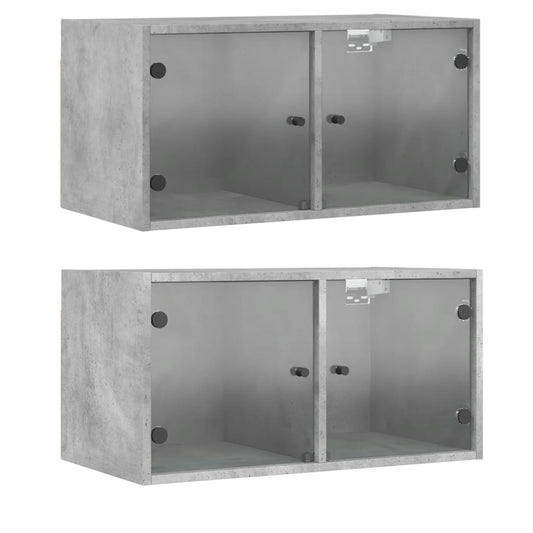 Wall Cabinets with Glass Doors 2 pcs Concrete Grey 68.5x37x35 cm Wall Cabinets with Glass Doors 2 pcs Concrete Grey 68.5x37x35 cm