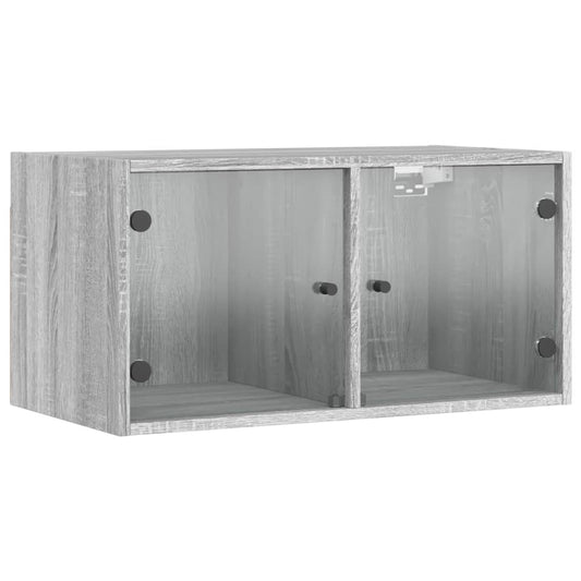 Wall Cabinet with Glass Doors Grey Sonoma 68.5x37x35 cm Wall Cabinet with Glass Doors Grey Sonoma 68.5x37x35 cm