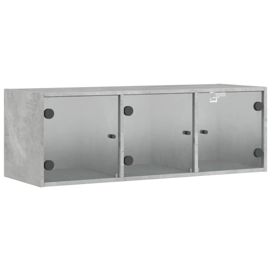Wall Cabinet with Glass Doors Concrete Grey 102x37x35 cm Wall Cabinet with Glass Doors Concrete Grey 102x37x35 cm